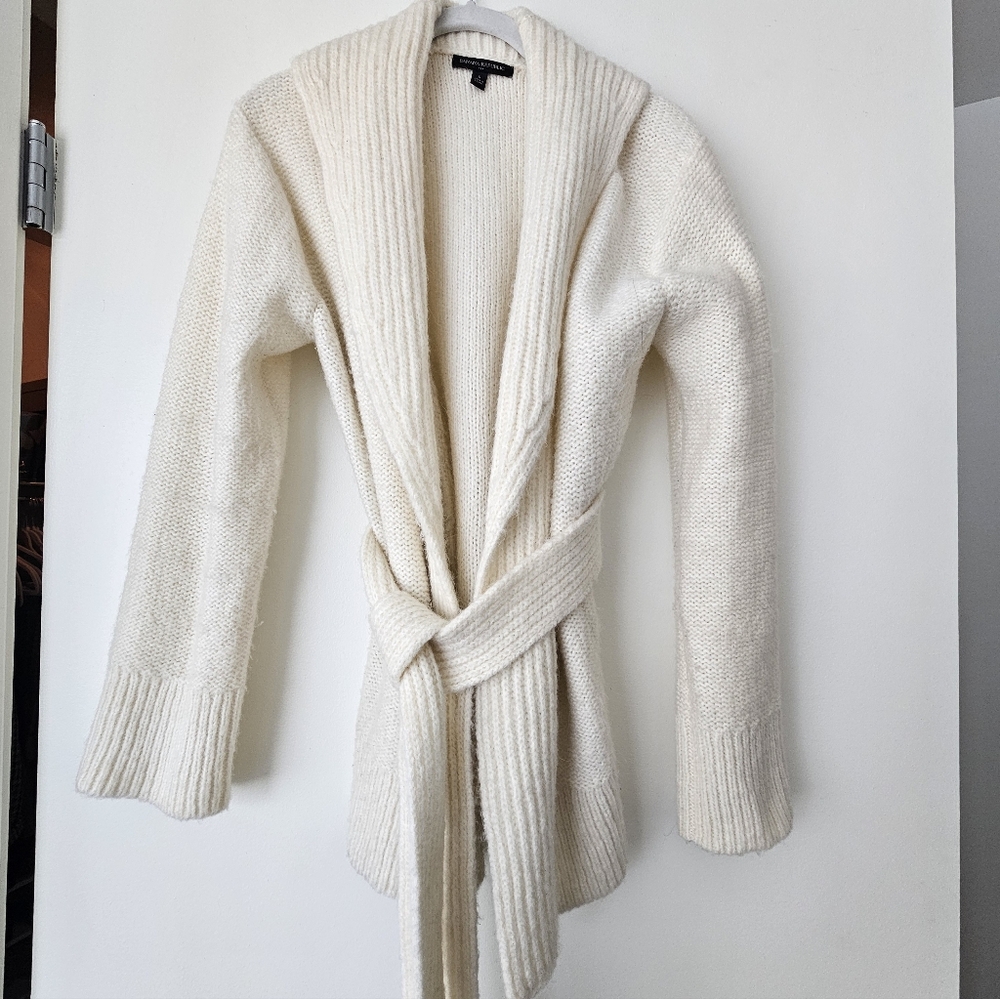 Banana Republic Women's Belted Cream Sweater Cardigan